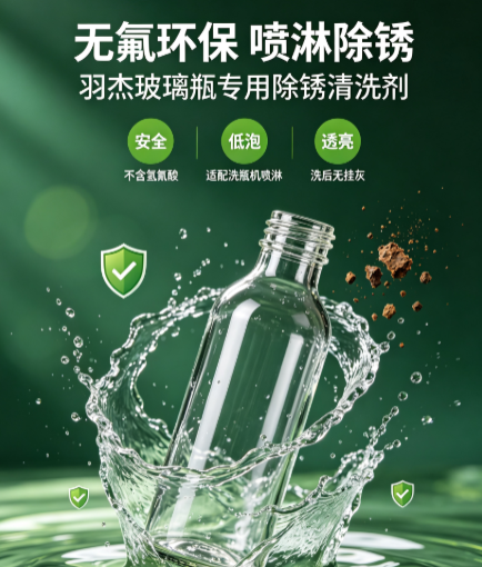 无氟玻璃瓶除锈清洗剂 喷淋专用 解决化妆品饮料瓶浮锈沉积问题